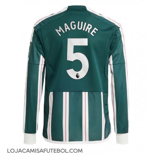 Camisa de Futebol Manchester United Harry Maguire #5 Equipamento Secundário 2023-24 Manga Comprida